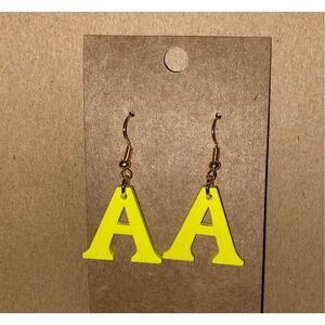 ☀️3/$9☀️ Letter “A” Wood Earrings (Yellow)